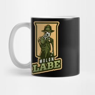 Man's Pointing A Gun | Molon Labe Mug